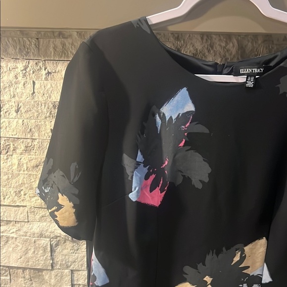 Ellen Tracy size 14Petite Black Floral Print Party dress - Picture 4 of 13